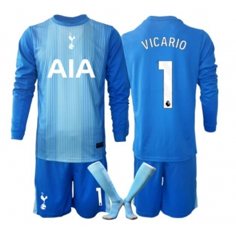 Billige Fotballdrakt Tottenham Hotspur Guglielmo Vicario #1 Keeper Replika Bortedraktsett Barn 2025-26 Langermet (med bukser)